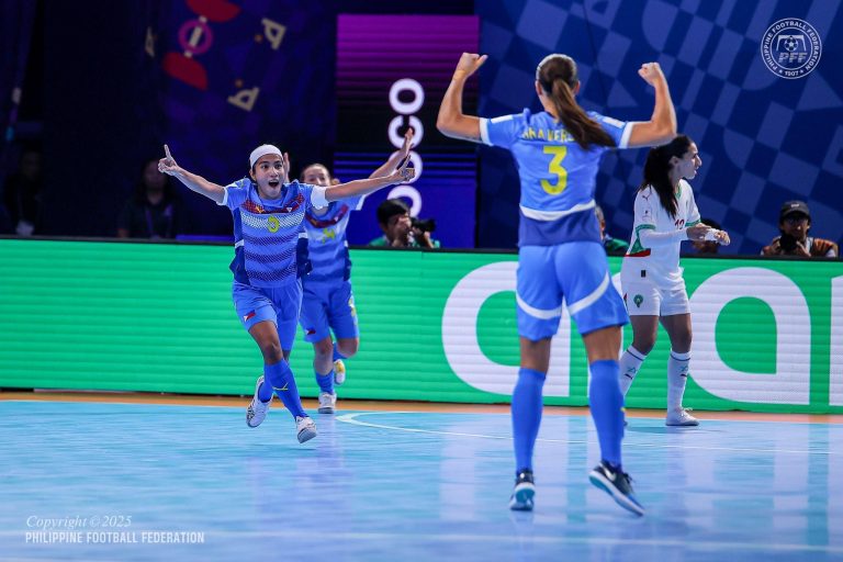 FIFA Futsal World Cup. November 26, 2025. Inday Tolentin (5) with the Philippine Women's National Futsal Team. (Photo: PFF)