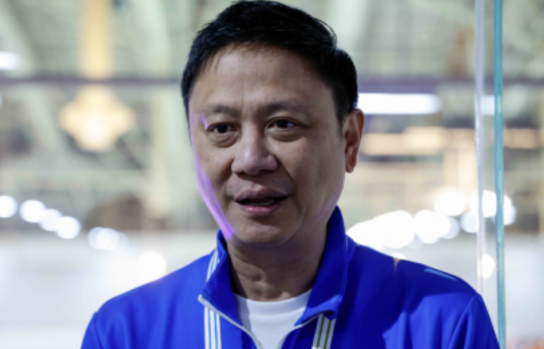 TOP FOUR. Philippine Sports Commission Chair Pato Gregorio answers questions from the media on the sidelines of the Philippines-Vietnam handball game in the 2025 Southeast Asian Games at Indoor Athletics Stadium in Pattaya, Chonburi, Thailand on Monday (Dec. 8, 2025). Gregorio is hoping that the delegation will finish within the top four. (PCO Media Pool)