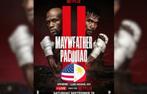 PACQUIAO-MAYWEATHER REMATCH. Netflix announces that Manny Pacquiao will fight Floyd Mayweather Jr. again on Sept. 20, 2026 (PH time) in Las Vegas, Nevada. Pacquiao hinted about the rematch Monday (Feb. 23) during the Maharlika Pilipinas Basketball League partnership signing with sports betting platform SportsPlus. (Courtesy of Netflix)
